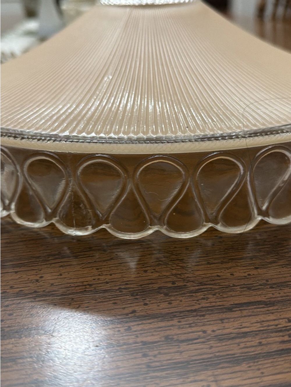 Vintage Glass Chandelier with Scalloped Edge - Champagne